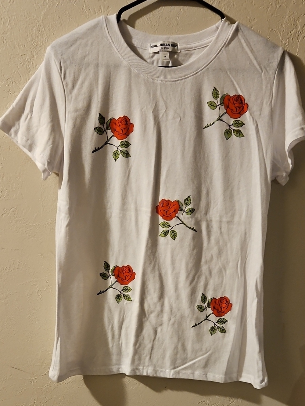 Sub_Urban Riot White Tee with Orange Rose Print